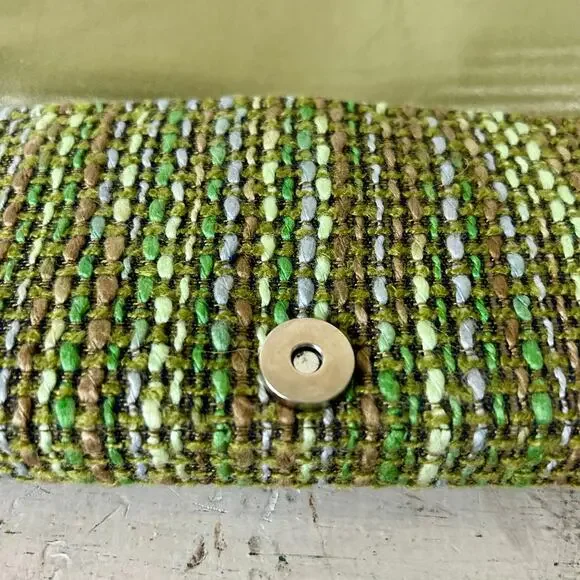 Shiraleah clutch hand bag green tweed fabric satin liner retro office siren - Picture 9 of 11